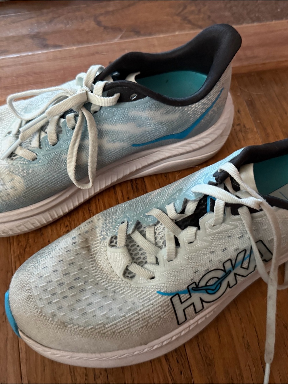 Hoka Light Blue and White Women's Running Shoes